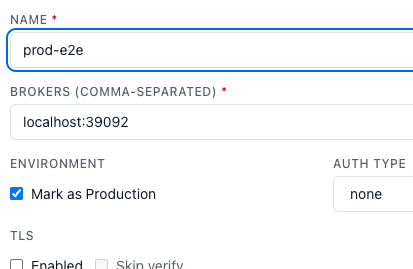 Production flag in add cluster form